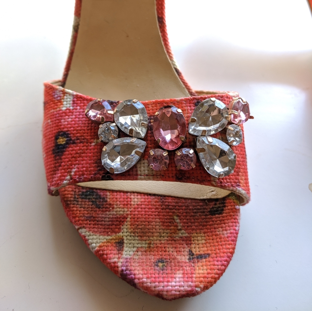 Liz Claiborne Floral Jeweled Sandal Heels - Picture 2 of 2